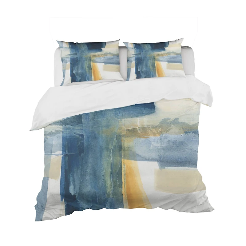 Designart 'Indigo Panel VI' Geometric Bedding Set