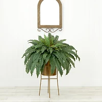32" Artificial Boston Fern Plant with Metal Planter with Stand