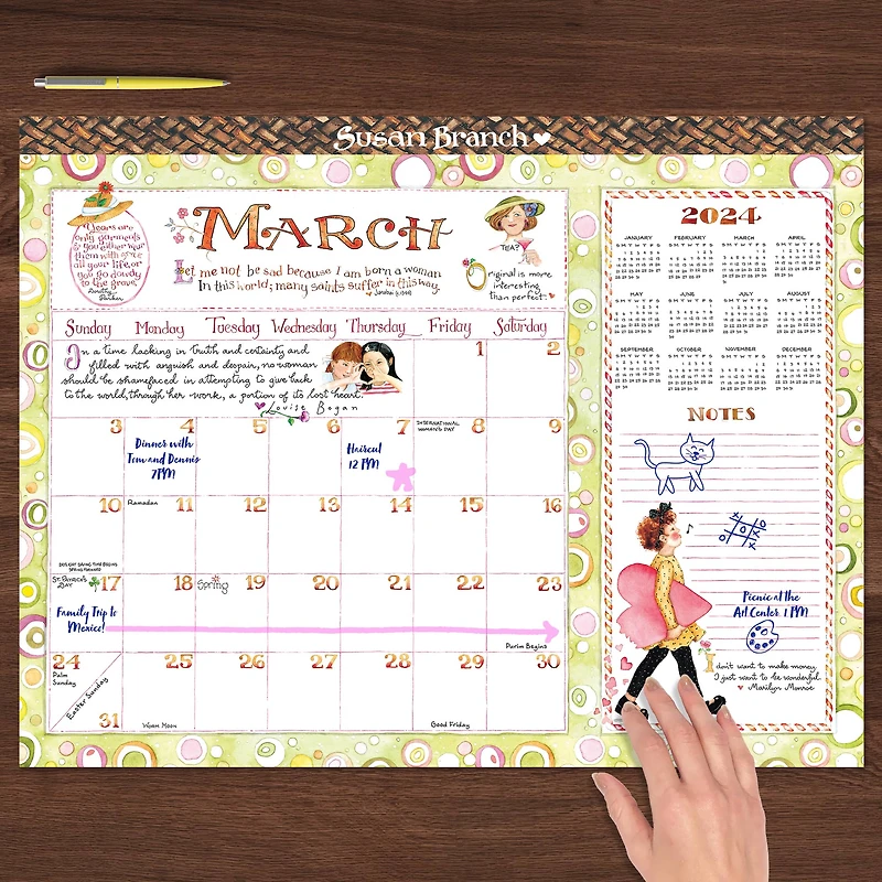 TF Publishing 2024 Susan Branch Large Desk Pad Monthly Blotter Calendar