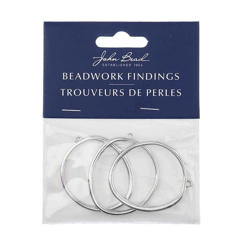 John Bead 40mm Silver Organic Circle Beadwork Pendants, 3ct.