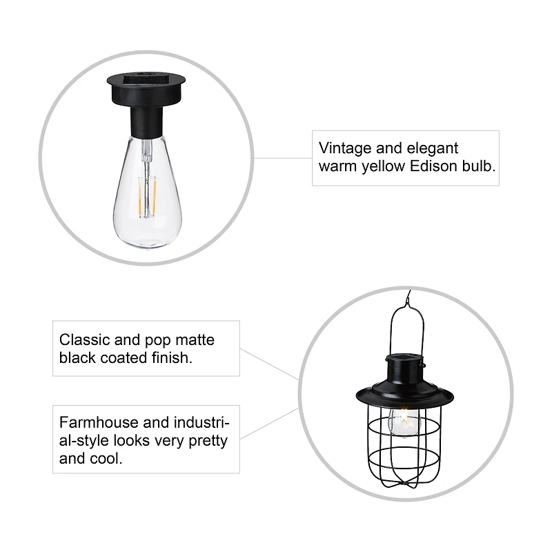 Glitzhome® 10" Wire Solar Powered Outdoor Hanging Lantern