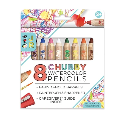 Bright Stripes 8 Chubby Watercolor Pencils