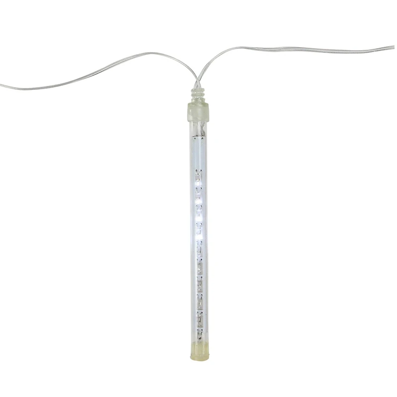 10ct. White Transparent Dripping Icicle Snowfall Christmas Light Tubes with Clear Wire