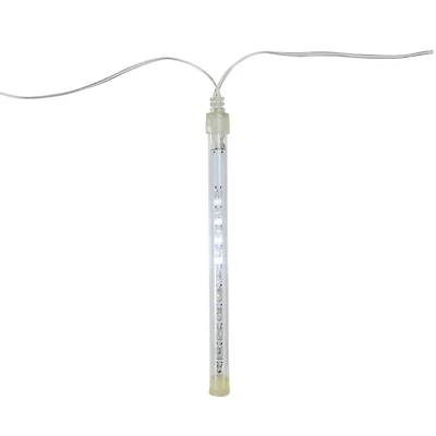 10ct. White Transparent Dripping Icicle Snowfall Christmas Light Tubes with Clear Wire