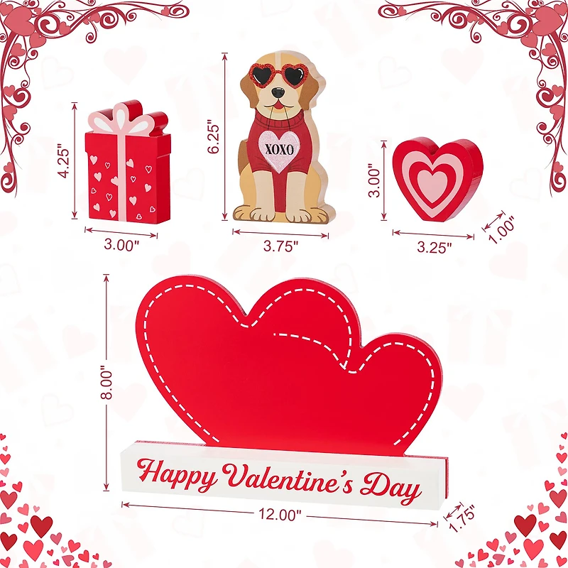 Glitzhome® 12" Valentine's Wooden Table Block Set