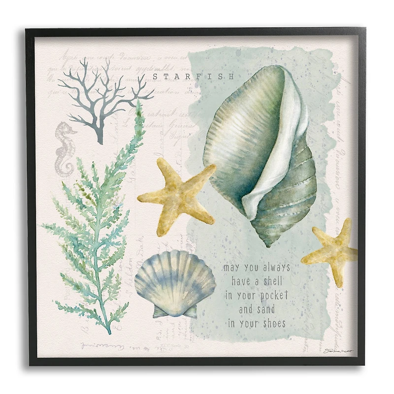 Stupell Industries Shell in Pocket Sand In Shoes Beach Quote Framed Wall Art