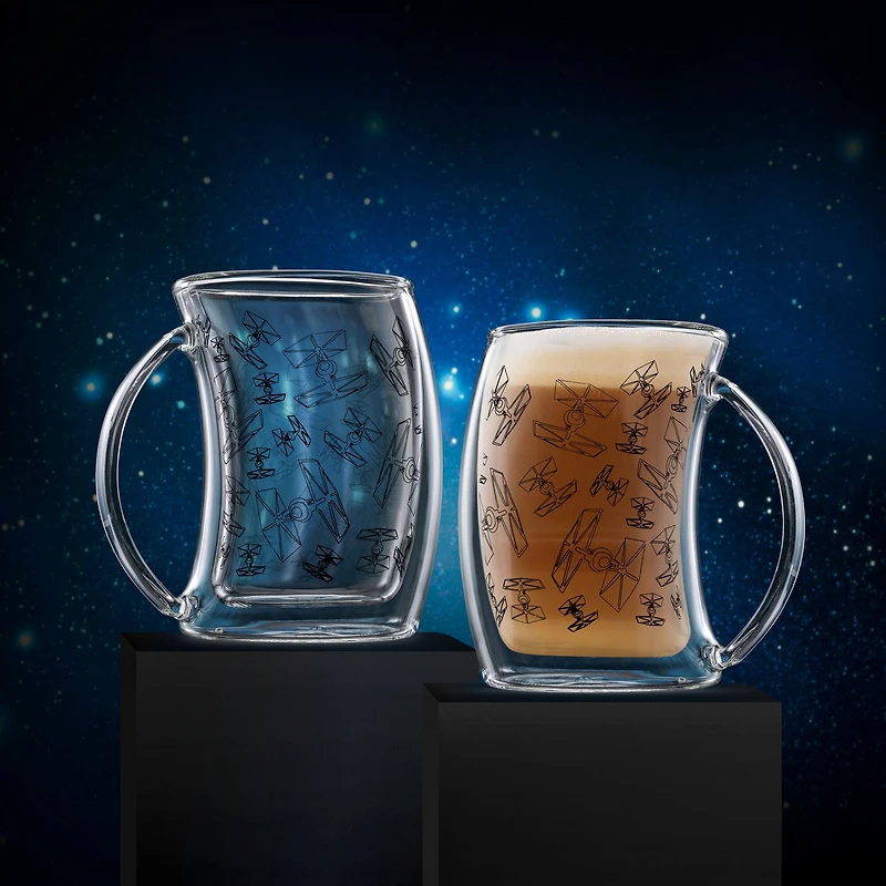 JoyJolt® Star Wars™ TIE Fighter™ Double Wall Glass Mugs, 2ct.