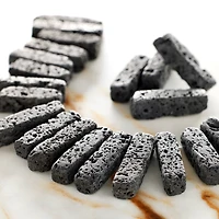 12 Pack: Black Natural Lava Stick Beads, 24mm by Bead Landing™