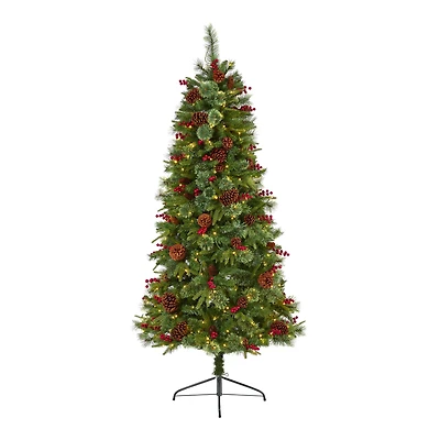 6.5ft. Pre-Lit Norway Mixed Pine Artificial Christmas Tree, Clear LED Lights
