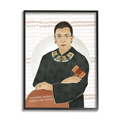 Stupell Industries Judge Ginsburg With Gavel Wall Art in Black Frame