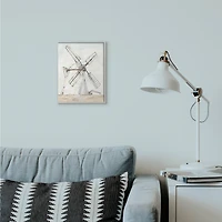 Stupell Industries Windmill Farm Landscape Wall Art Print in Gray Frame