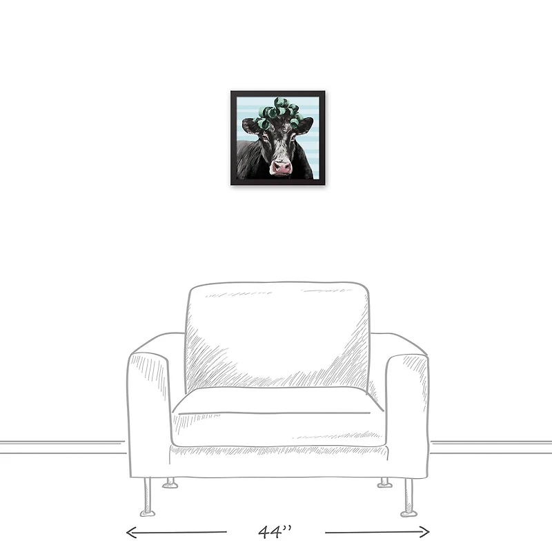 Blue Cow Rollers 12" x 12" Black Framed Canvas