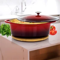 MegaChef 7qt. Red Oval Enameled Cast Iron Casserole