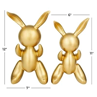 CosmoLiving by Cosmopolitan Set of 2 Gold Porcelain Glam Sculpture, 12" x 7" x 4"