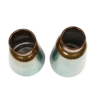 Set of 2 Turquoise Metal Rustic Vase, 15", 12"