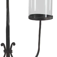 Traditional Black Metal and Glass 3-Light Candelabra, 28" x 15" x 12"