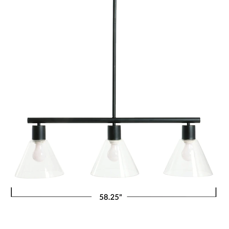 Hello Honey® 58.5" Modern Black Metal & Clear Glass Chandelier