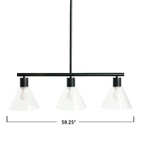 Hello Honey® 58.5" Modern Black Metal & Clear Glass Chandelier