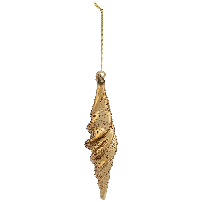 8.5" Shiny Gold Textured Finial Christmas Ornament