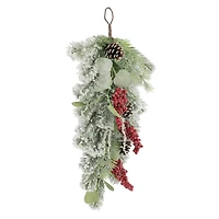 24" Snowy Pine with Red Berry & Pinecone Teardrop by Ashland®