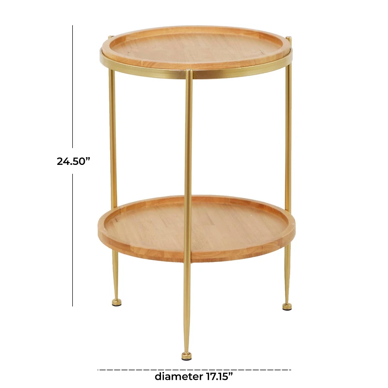 25" Brown Metal Contemporary Accent Table