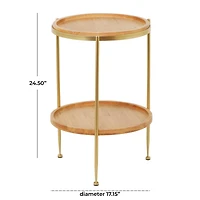 25" Brown Metal Contemporary Accent Table