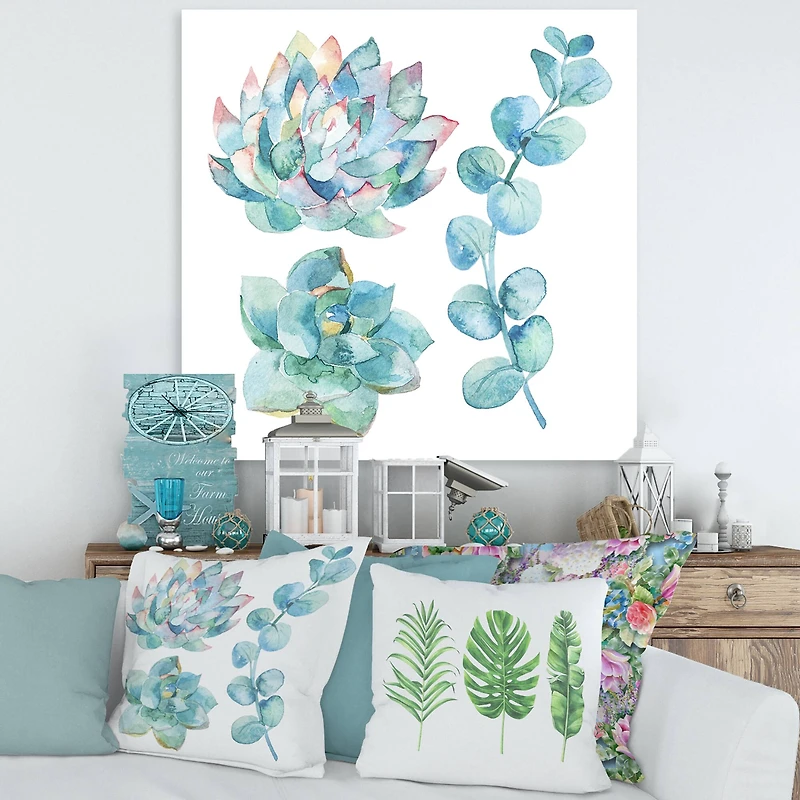 Designart - Eucalyptus Leaves and Succulents
