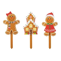 Glitzhome® Wooden Gingerbread Man Yard Stake Set