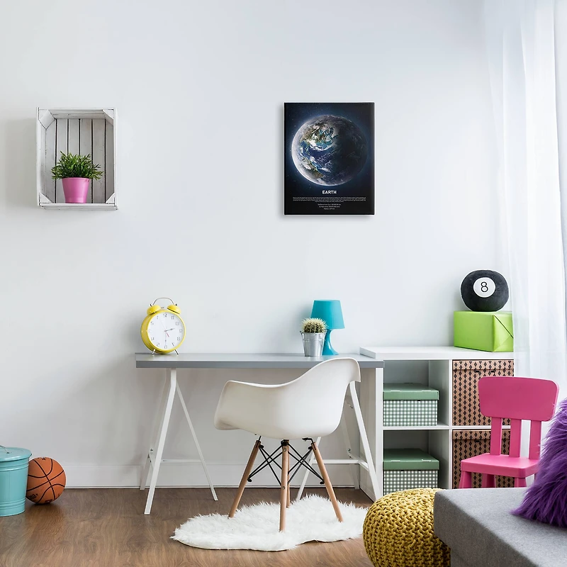 Stupell Industries Planet Earth Infographic Milk Way Outer Space Facts Canvas Wall Art