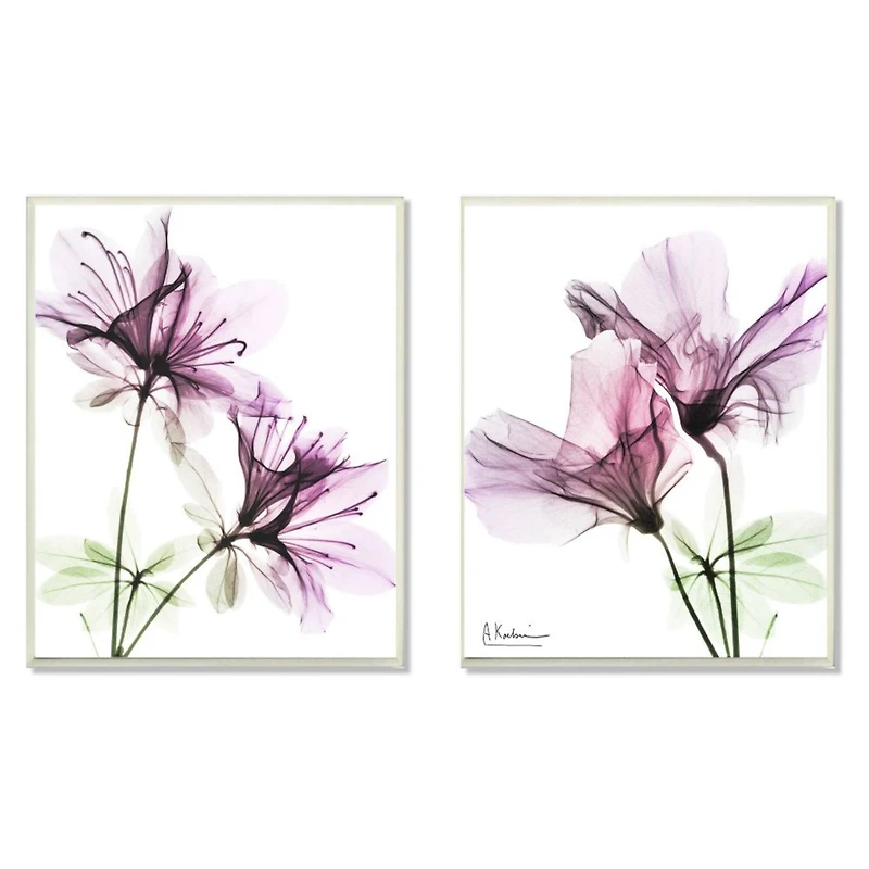 Stupell Industries Purple Flower Bloom Wall Plaque Set