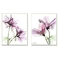 Stupell Industries Purple Flower Bloom Wall Plaque Set