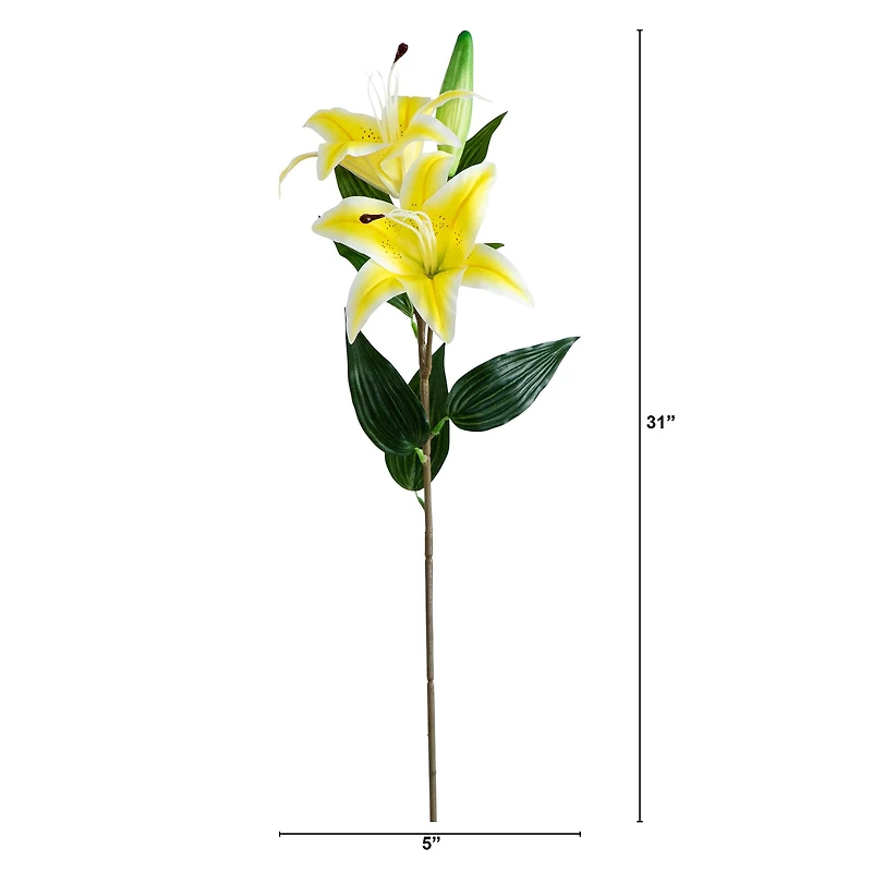 31" Yellow Lily Flower Stems, 3ct.