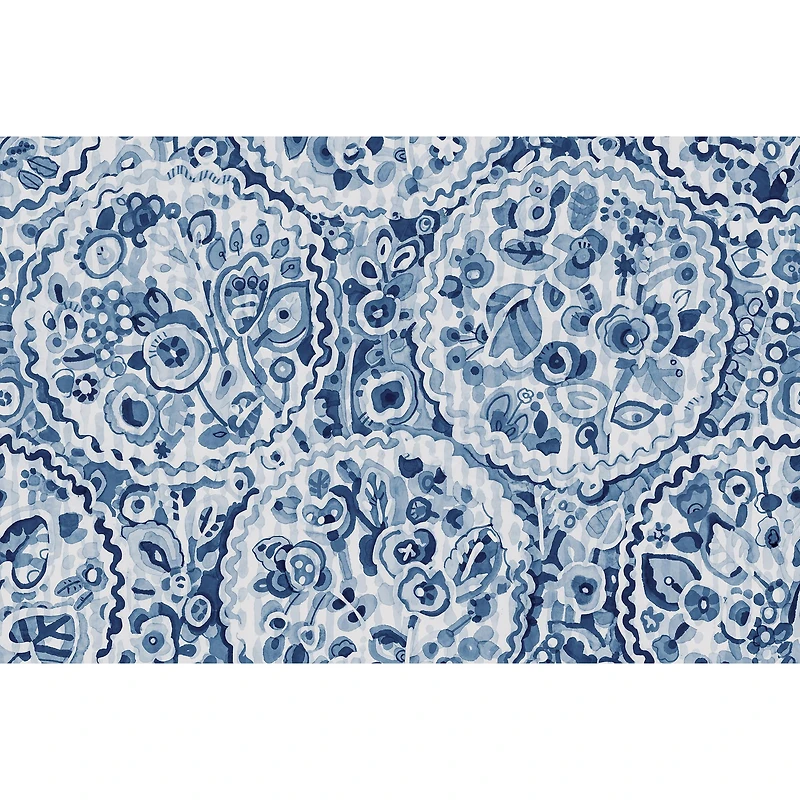 Caroline et Bettina Blue Camille Peel & Stick Wallpaper