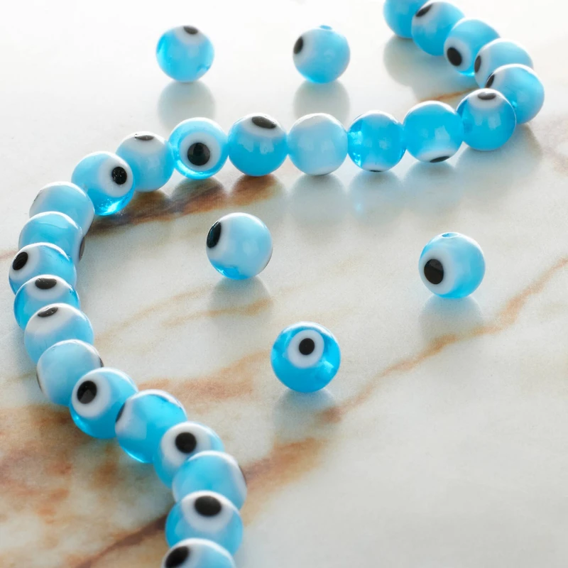 Light Blue Glass Round Beads by Bead Landing