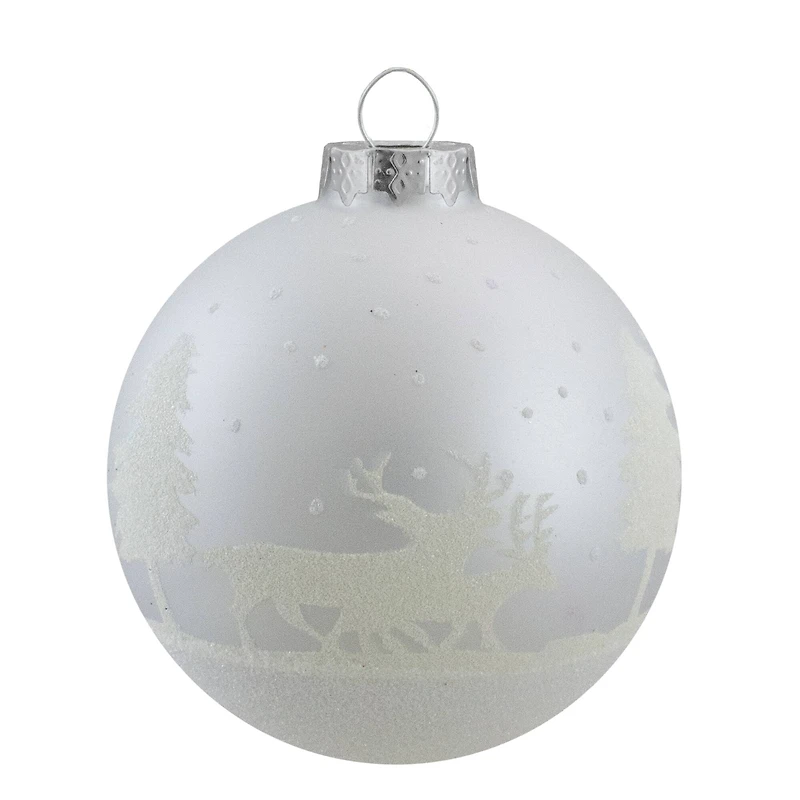 4ct. 3.25" Matte and Frosted White Glass Hanging Christmas Ball Ornaments