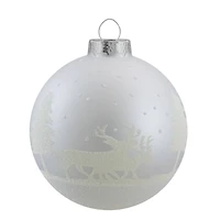 4ct. 3.25" Matte and Frosted White Glass Hanging Christmas Ball Ornaments