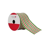 2.5" x 20ft. Red, Green & White Stripes Wired Ribbon by Celebrate It®