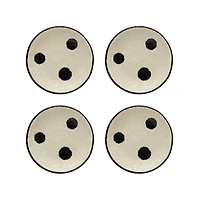Hello Honey® 4" Ivory & Black Hand Painted Stoneware Dishes with Polka Dots, 4ct.