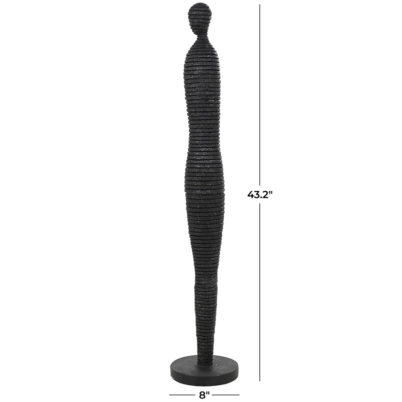 3.5ft. Black Abstract Ribbed Figure Sculpture