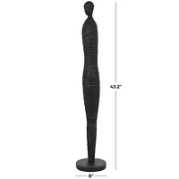 3.5ft. Black Abstract Ribbed Figure Sculpture
