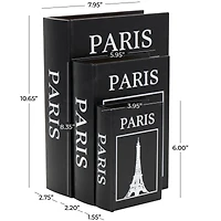 Black Eiffel Tower Paris Storage Book Box Set