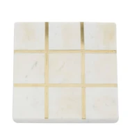 White & Gold Marble Tic-Tac-Toe Game Set