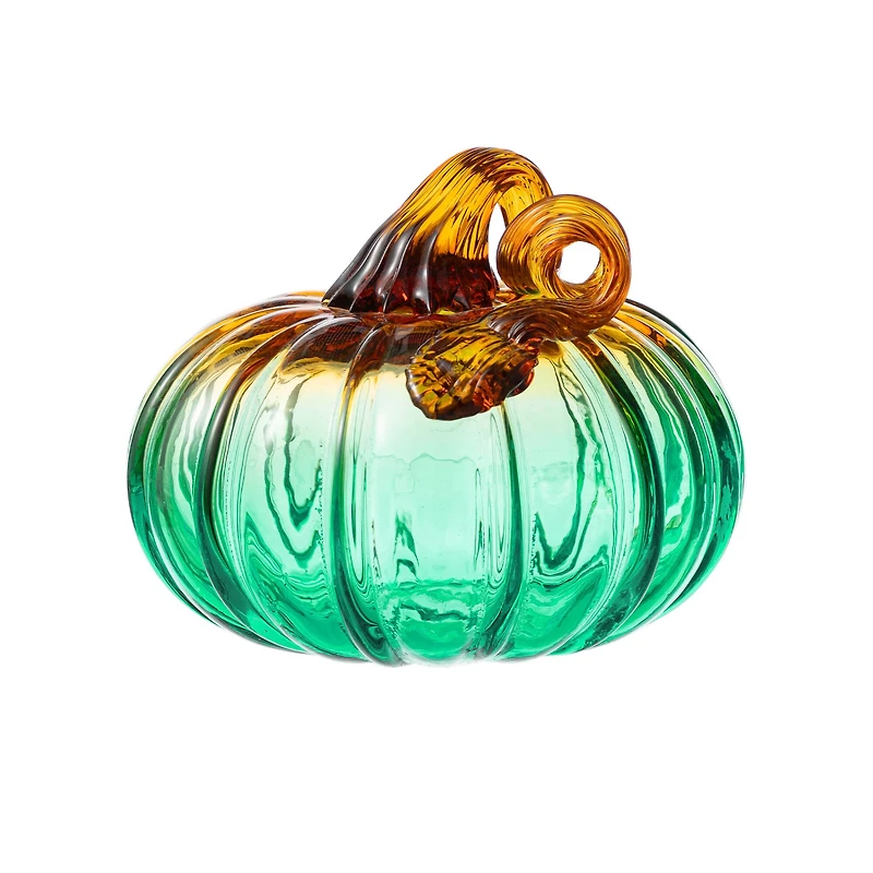 Glitzhome® 5.75" Gradient Turquoise Glass Pumpkin