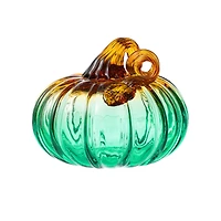 Glitzhome® 5.75" Gradient Turquoise Glass Pumpkin