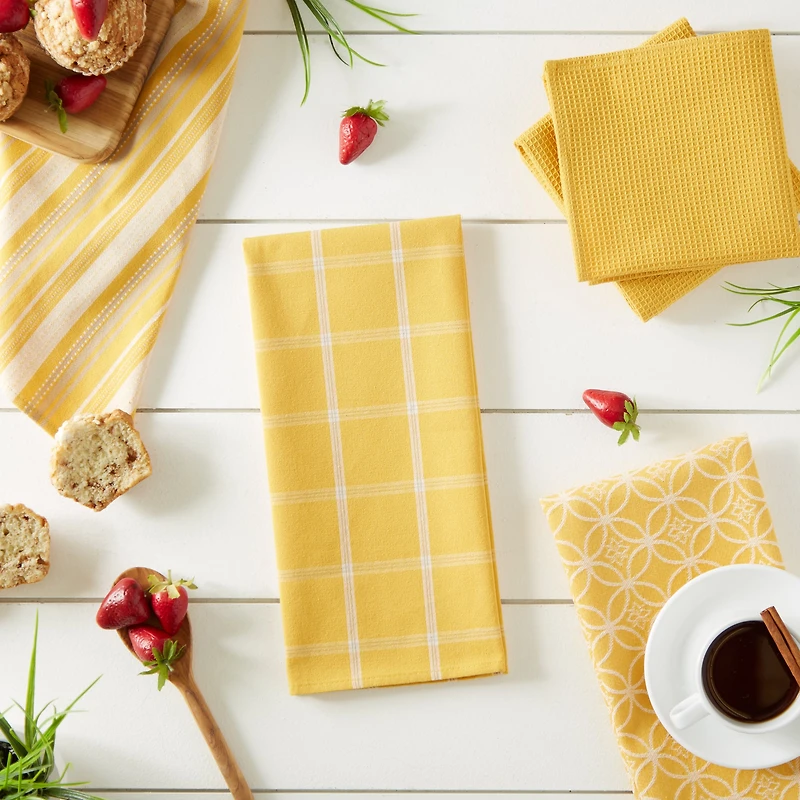 DII® Assorted Mustard Dishtowel & Dishcloth (Set of 5)