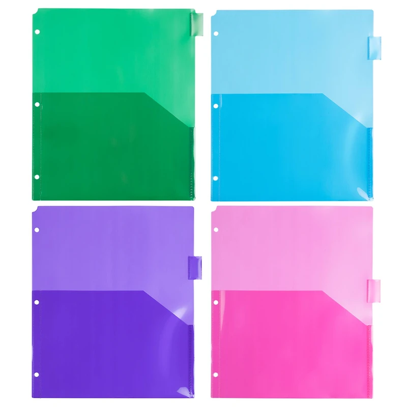 JAM Paper 9.75" x 11.5" 8-Tab Plastic Index Tab Dividers with Double Pockets 