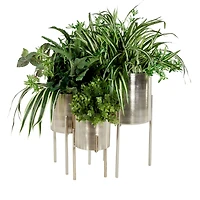 Silver Metal Contemporary Planter Set