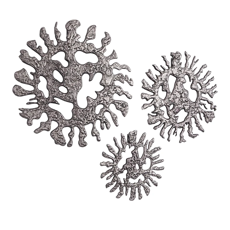 Set of 3 Silver Aluminum Modern Wall Decor, 25" x 25" x 25"