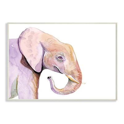 Stupell Industries Happy Elephant Smile Purple Red Safari Animal Wall Plaque