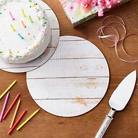 10" White Wood Grain Cake Boards by Celebrate It®